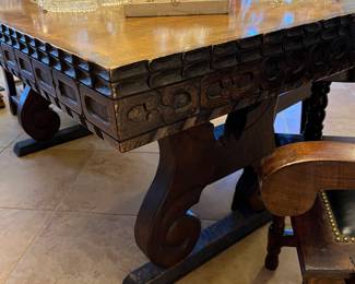 Antique Hand-Carved Dining Table with 6 chairs 