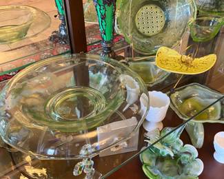 Huge Collection of Vaseline Glass