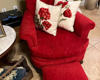 Vintage Red Chair with Ottoman - FABULOUS! 