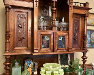 Stunning Hunters Cabinet with Uranium Glass 