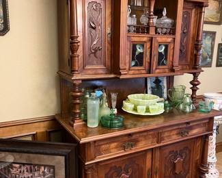Stunning Hunters Cabinet with Uranium Glass 