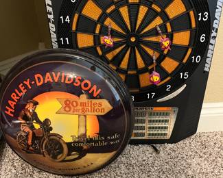 Harley Davidson Dart Board and Electric Sign  