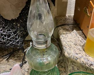 Vaseline Glass Oil Lamp   