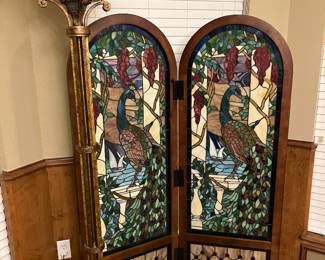 Stained Glass Peacock Room Divider