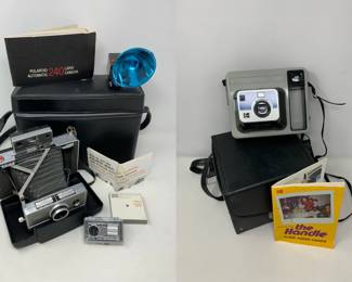 Vintage Polaroid Land Camera 240 & Kodak The Handle Camera