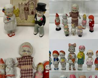 Box of Antique 1920s/30s Frozen Charlotte Bisque Figures