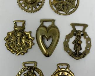 (7) Vintage Brass Horse Harness Medallions