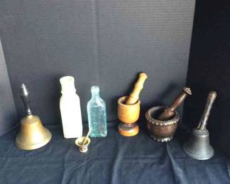 Antique Bottles, Bells And More