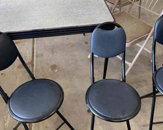 Vintage Card Table And Two Chairs And 4 Not So Vintage Chairs