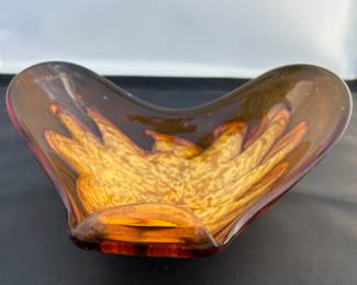 Sommerso Bowl Amber Art Glass 
