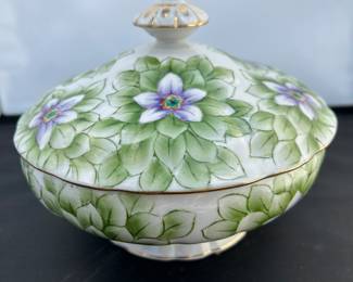Hand Painted Floral Bowl with Lid