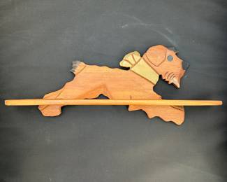 Vintage Scottish Terrier "Scotty" Wood Tie Rack