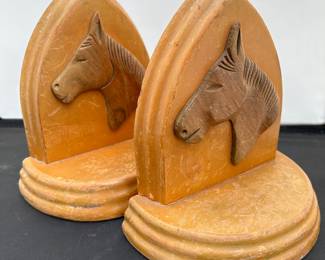 Vintage Wood Horse Head Book Ends