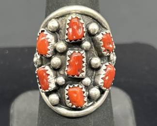925 Silver & Red Turquoise Ring, Size 7