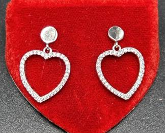 925 Silver w/ Diamond Chip Earrings, TW 2g