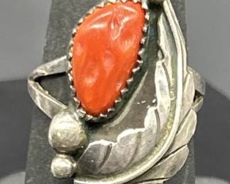 925 Silver w/ Red Turquoise Ring, Size 5