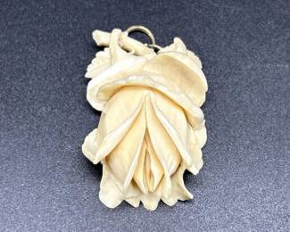 Carved Bone Rose Pendant