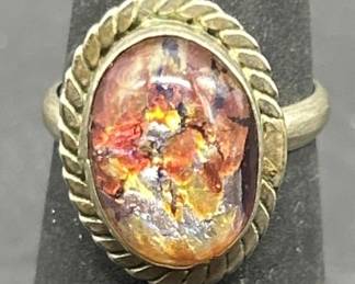 Texico Ring w/ Fire Opal Stone from Mexico, Size 5
