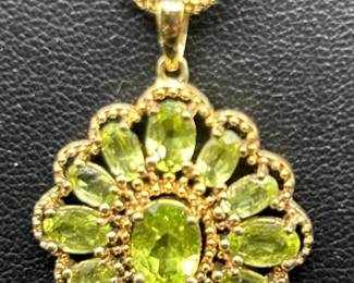 925 Gold Vermeil w/ Peridot 16in Necklace, TW 7.2g