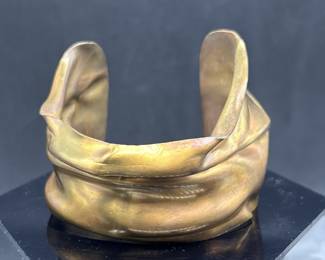 Brass Ribbon Style Cuff Bracelet