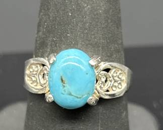 925 Silver w/ Turquoise Ring, Size 7.25