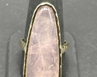 Pink Jade Designer Jewelry Ring, Size 11