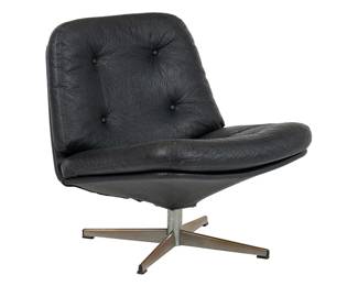 Mid-Century Leather Swivel Chair