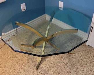 Glass Top Table With Brass Base
