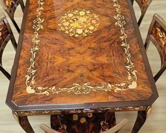Inlaid Dining Table And Six Matching Chairs