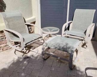 Patio Chairs, Table, And Ottoman 