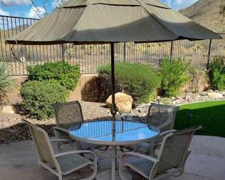 Round Patio Table And Four Chairs With Umbrella