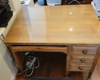 Vintage Desk W Glass Top