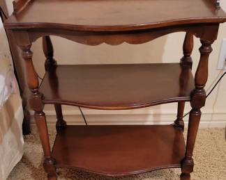 Walnut Three Shelf NightStand