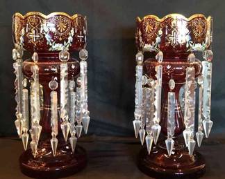 Italian Ruby Mantle Lusters Cut Prisms