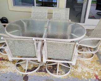 Racetrack Patio Table And Six Chairs