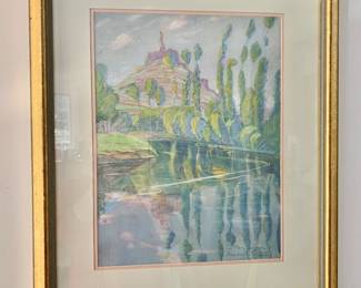 $695 - Margaret Patterson signed landscape pastel - 23.5" H x 19.5" W