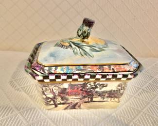 $150 - Individual Soup Server & Lid
Maclachlan by MACKENZIE-CHILDS or trinket box - 4" H, 5.25" W, 4" D