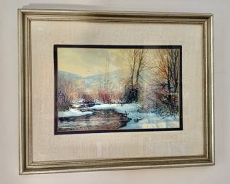 $395 - Signed winter scene framed - 18" H x 22.5" W