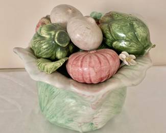 $125 - Italy Made for Gumps vegetable ceramic - 8" H, 9" diam