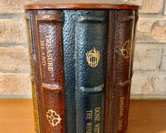 $45 - Vintage Faux Books Classic Library Canister with Lid - 10" H, 7.5" diam