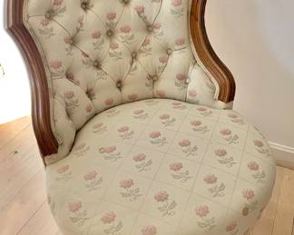 $125 - Vintage tufted accent chair (AS IS - 2 stains) - 33.5" H, 23" W, 22" D, seat height 16"