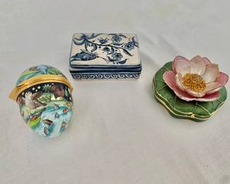 $20 each - Three lidded boxes - Egg and flower are SOLD.