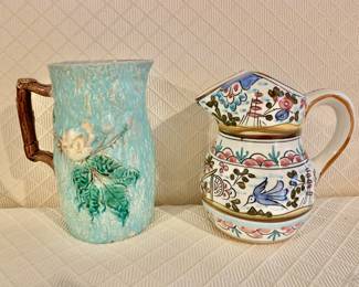 $30 each - Majolica and Italian pitchers - left: 7.5" H; right: 7.25" H
