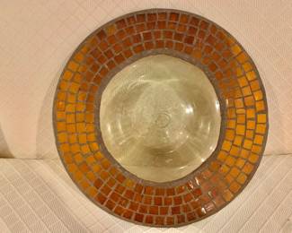 $125 - Hand crafted glass mosaic serving platter - 15.5" diam