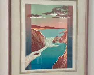 $150 - Waterfall framed signed - 26.5" H x 22.5" W