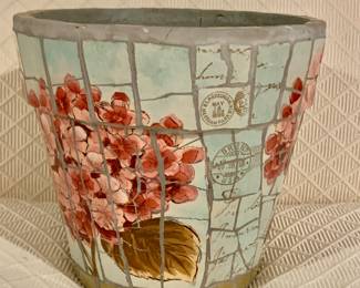 $25 - Mosaic tile hydrangea planter - 8" H, 8.5" diam