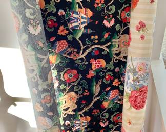 Upholstery fabric bolts - $450 - P. Kaufmann Monkey Elephant Alligator Fabric Black Background (left) and A Braemore Design, Screen Print (right)