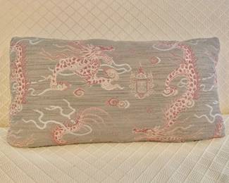 $40 - Bolster down pillow with dragons - 19.5" L, 9.5" H