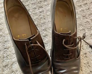 $50 - Ferragamo chocolate brown heels with tassels - size 6.5B