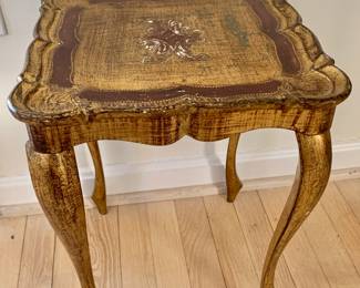 $60 - Vintage Florentine Gold Side Table - 17" H, 13" W, 13" D